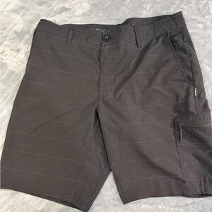 Men's Black Board Shorts with Subtle Pinstripe